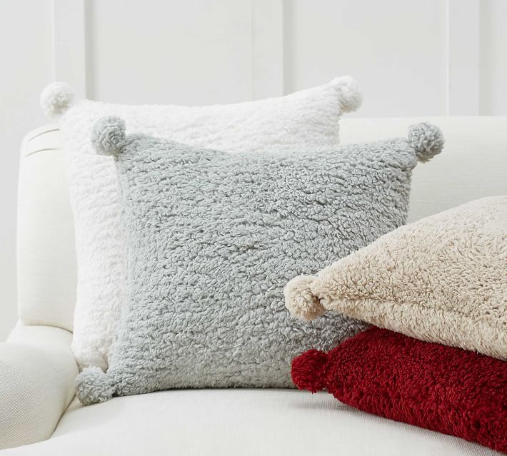 Cozy Pom Pom Sherpa Pillow Covers | Pottery Barn (US)