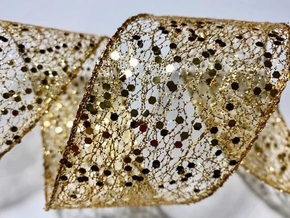 5 Yards 2 1/2 Inch Wide Webbed Gold Sequins & Glitter With - Etsy | Etsy (US)