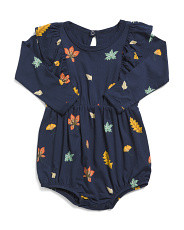 Infant Girls Long Sleeve Foliage Bubble Romper | Marshalls