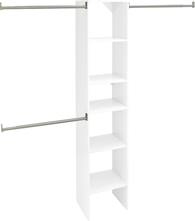 ClosetMaid SuiteSymphony Wood Closet Organizer Starter Kit with Tower and 3 Hang Rods, Shelves, A... | Amazon (US)