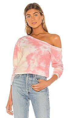 superdown Ashtyn Off Shoulder Sweatshirt in Pink Tie Dye from Revolve.com | Revolve Clothing (Global)