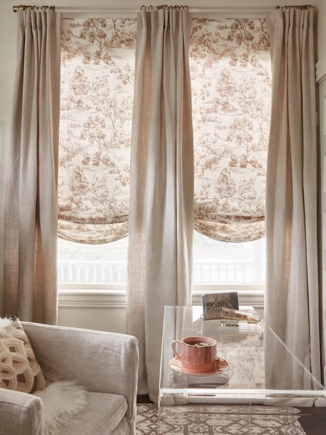 Chinoiserie Toile Roman Shades in arbe Toile Custom Cordless or Clutch System Roman Shades Patter... | Etsy (US)
