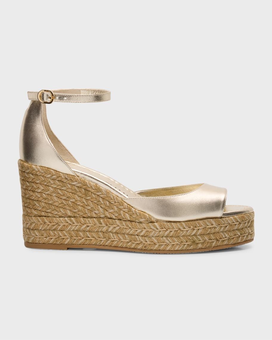 Nudista Metallic Ankle-Strap Wedge Espadrilles | Neiman Marcus