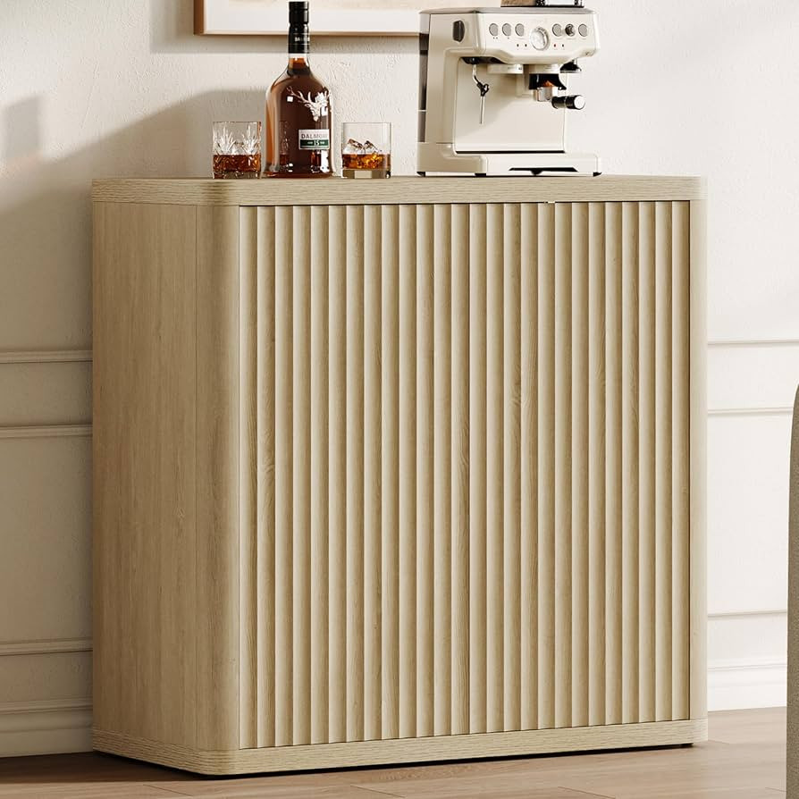 SICOTAS Buffet Cabinet with Storage Sideboard Accent Modern Credenza with Doors & Shelves Fluted ... | Amazon (US)