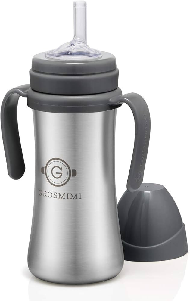 Grosmimi Vacuum Insulated Sippy Cup with Straw with Handle for Baby and Toddlers, Stainless 6 oz ... | Amazon (US)