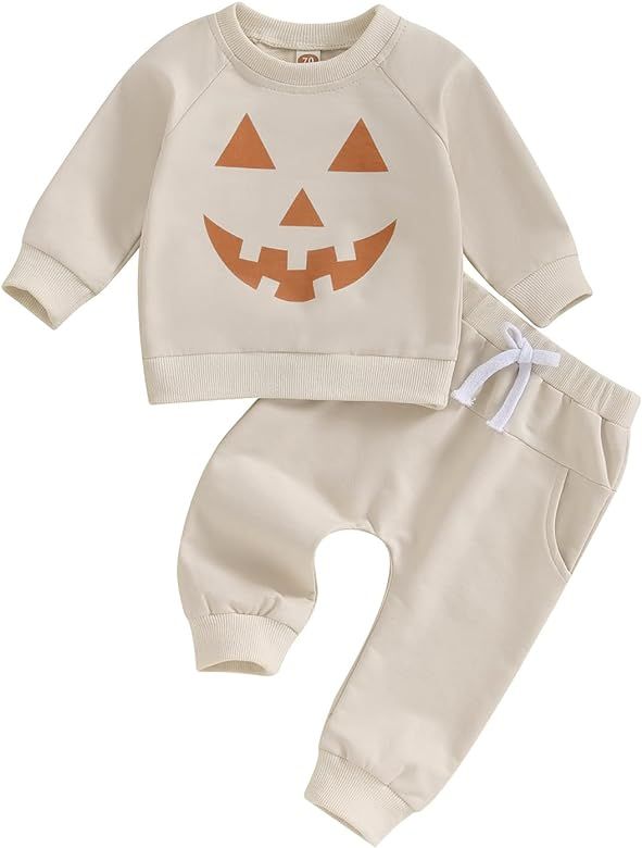 Baby Boy Halloween Pants Outfits Long Shirts Pumpkin Sweatshirt Pants Infant Boys Fall Halloween ... | Amazon (US)