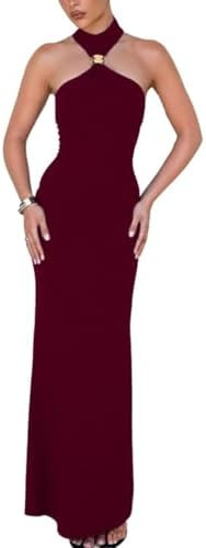 ABINGOO Women Sexy Halter High Neck Maxi Dress Sleeveless Back Slit Elegant Party Cocktail Weddin... | Amazon (US)
