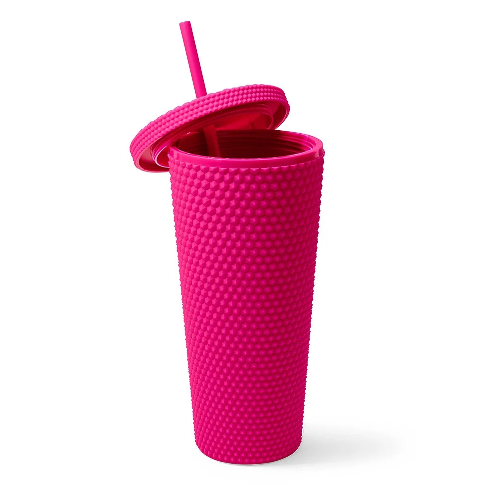 West & 5th 24oz Textured Honeycomb Water Bottle Tumbler With Straw, Rubber Coated Matte Finish Wh... | Walmart (US)