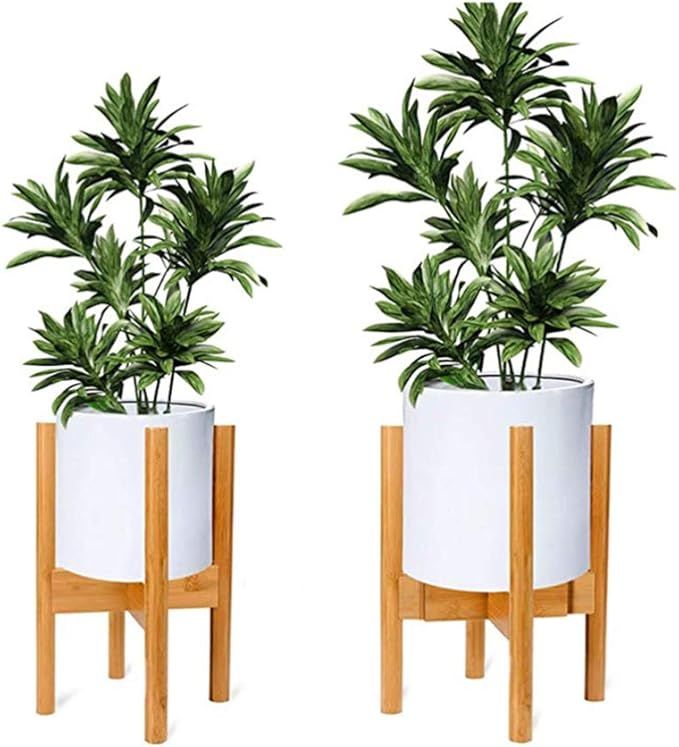 LZYMSZ Mid-Century Plant Stand, Set of 2 Bamboo Wood Flower Pot Holder Display 10 Inch for Indoor... | Amazon (CA)