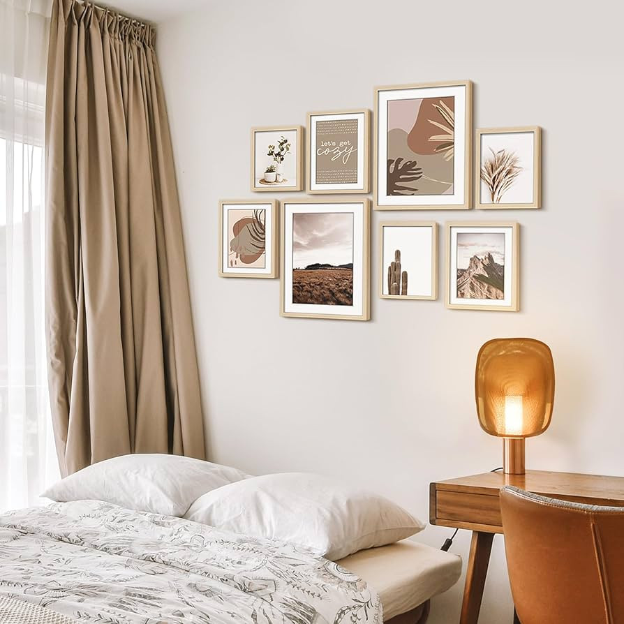 ArtbyHannah Gallery Wall Frame Set for Stairway, Neutral Wood Picture Frames Collage Wall Decor f... | Amazon (US)