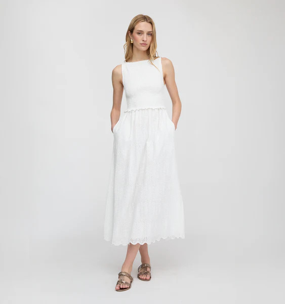 The Christina Nap Dress - White Trellis Broderie | Hill House Home US
