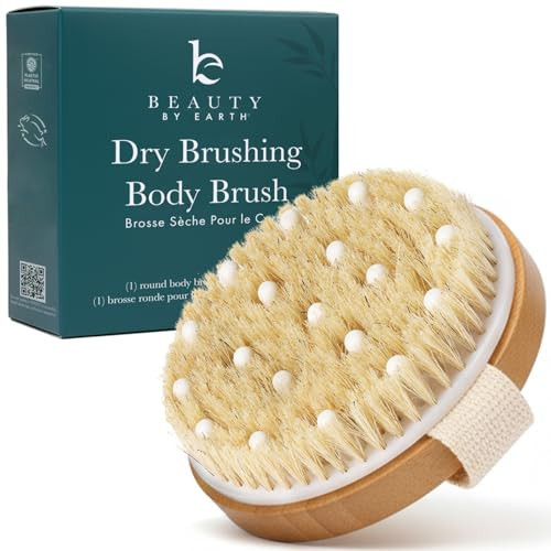 Dry Brushing Body Brush for Lymphatic Drainage & Cellulite - Natural Brustles for Wet and Dry Brushing, Body Exfoliating Brush with Massage Nodes for Soft & Smooth Skin | Amazon (US)