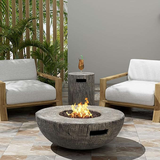 Christopher Knight Home Hearth Outdoor Fire Pit and Tank Holder Set, Lightweight Concrete Tank Ta... | Amazon (US)