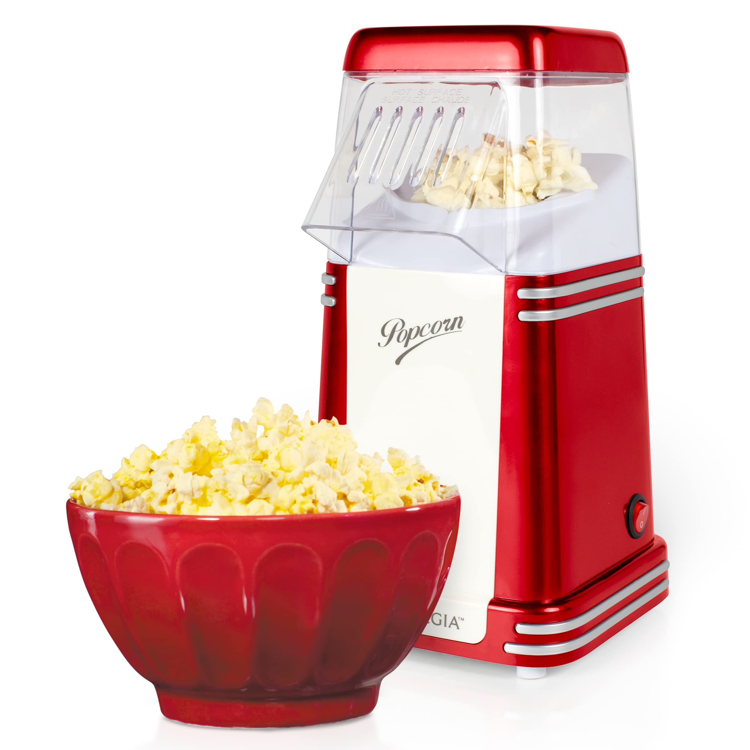 Nostalgia Hot-Air Electric Popcorn Maker, 1.8L, Healthy Oil Free Popcorn with Measuring Scoop, Re... | Amazon (UK)
