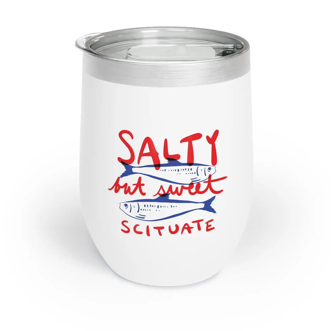 Salty but Sweet Scituate Wine Cup Tumbler Fish Perfect for Beach Lovers Summer Vibes Casual Wearg... | Etsy (US)