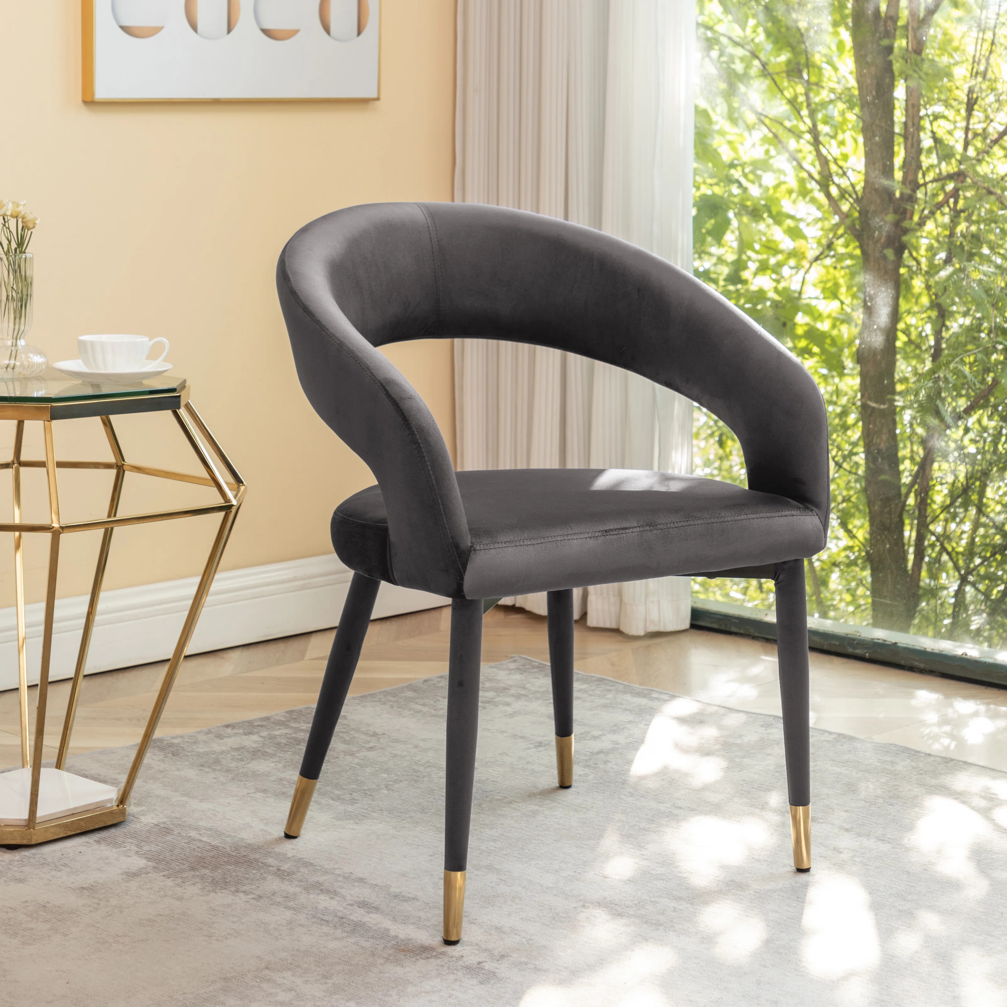 Sina 17.91'' H Velvet Upholstered Armchair | Wayfair North America