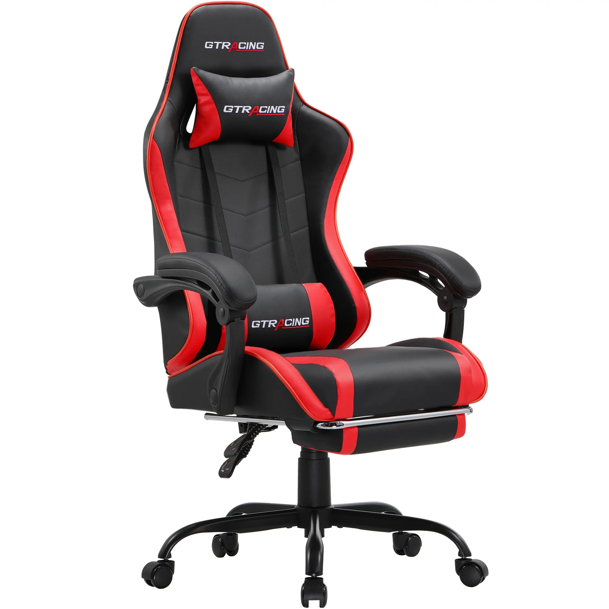 GTRACING GTWD-200 Gaming Chair with Footrest, Height Adjustable Office Swivel Recliner, Red | Walmart (US)