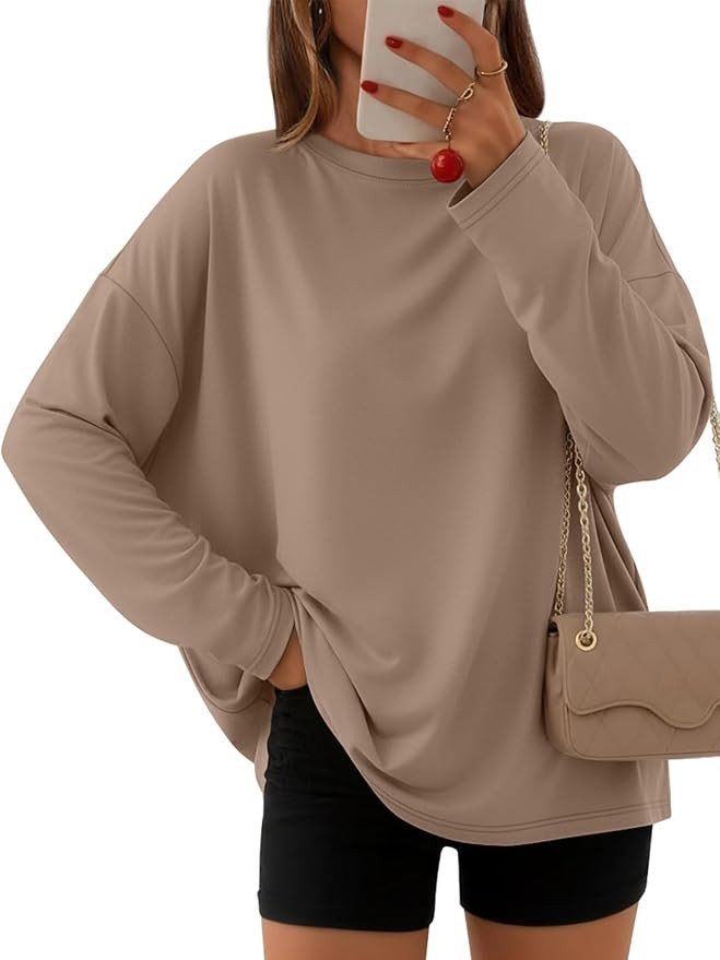 AUTOMET Women's Oversized Long Sleeve Shirts Fall Trendy Tops Fashion Gym Baggy Basic Casual Loos... | Amazon (US)