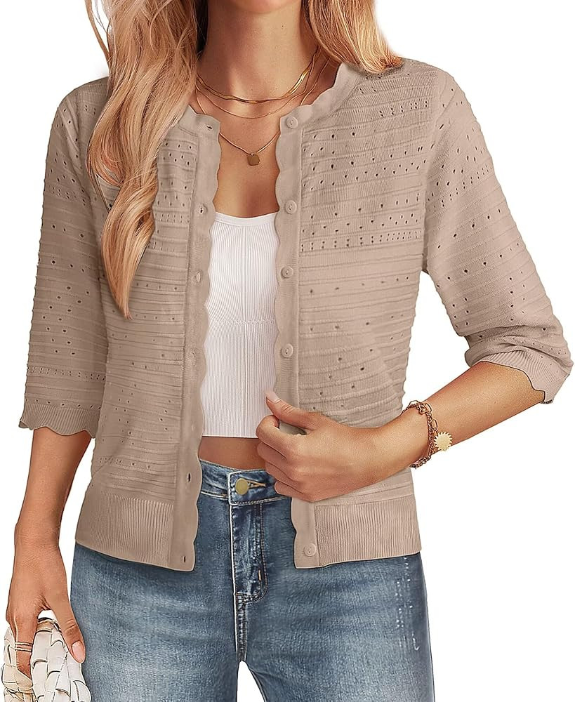 GRACE KARIN Womens 3/4 Sleeve Cardigan Sweater, Lightweight Cropped Cardigan Trendy, Dressy Casua... | Amazon (US)