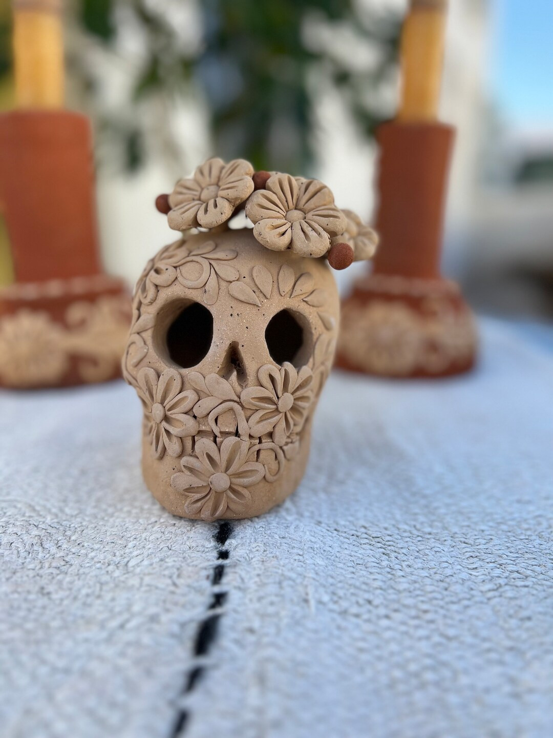 Day of the Dead Clay Skull Small - Etsy | Etsy (US)
