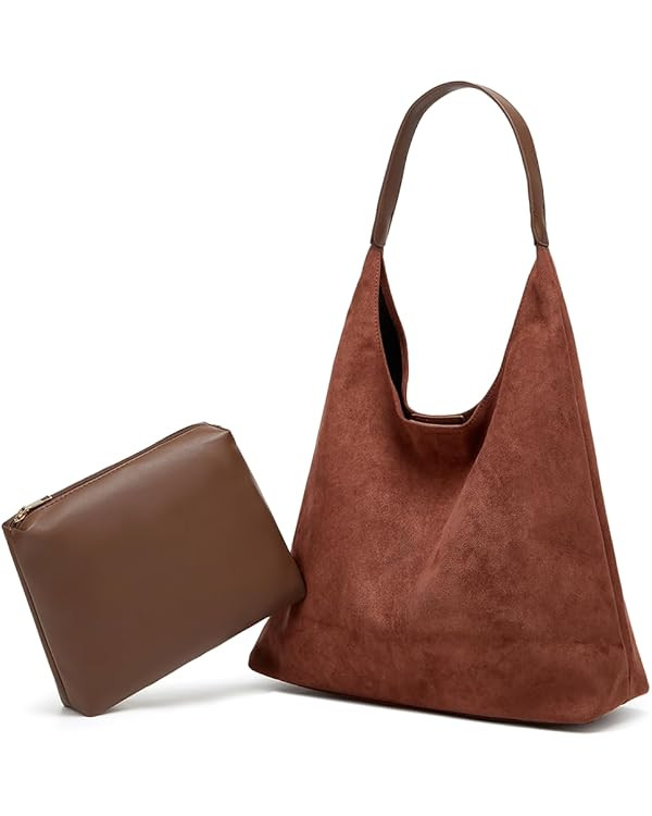 Slouchy Suede Shoulder Bags for Women Large Tote Purse Retro Soft Handbag Casual Work Ladies Top ... | Amazon (US)