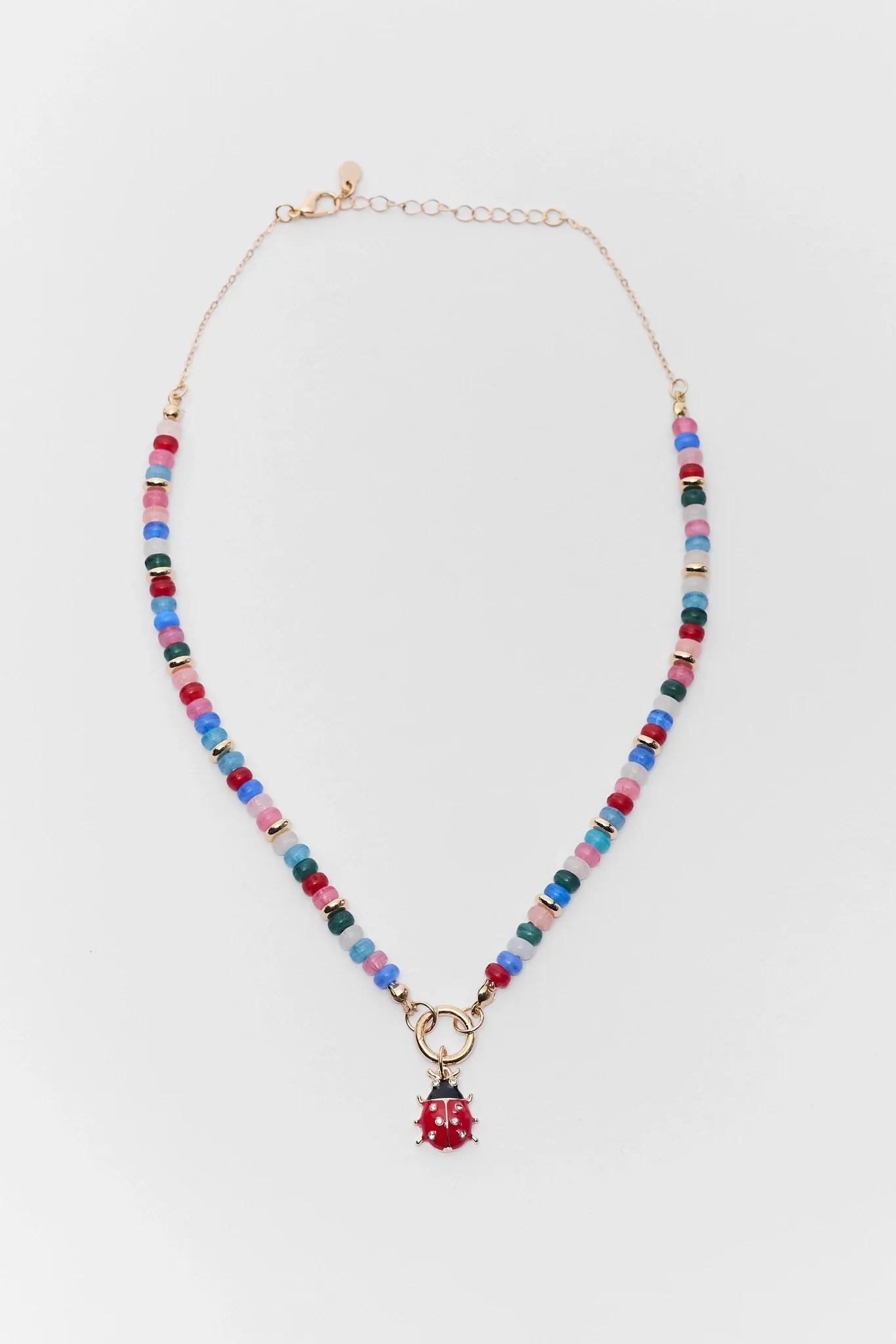 Multi Beaded Ladybug Charm Necklace | Avara