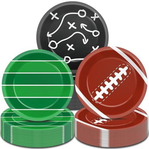 Qyeahkj 48 Pcs Football Party Supplies Football Paper Plates Football Tableware Set Rugby Party Decorations for Sport Game Themed Birthday Party Favors Touchdown Dinner Plates Dessert Plates | Amazon (US)