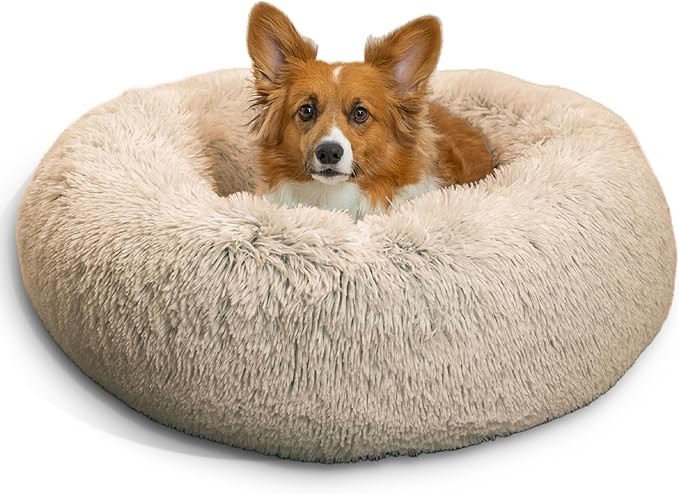 Best Friends by Sheri Original Calming Donut Dog and Cat Bed, Shag Faux Fur, Oyster, Medium (30x3... | Amazon (US)