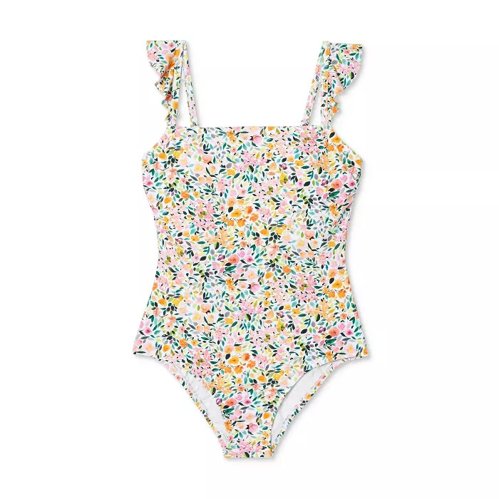 Women's Ditzy Ruffle Shoulder Medium Coverage One Piece Swimsuit - Kona Sol™ Multi | Target