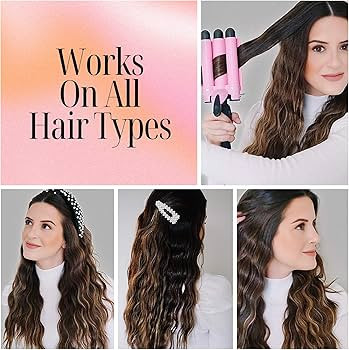 Alure Three Barrel Curling Iron Wand Hair Waver with LCD Temperature Display - 1 Inch Ceramic Tou... | Amazon (US)