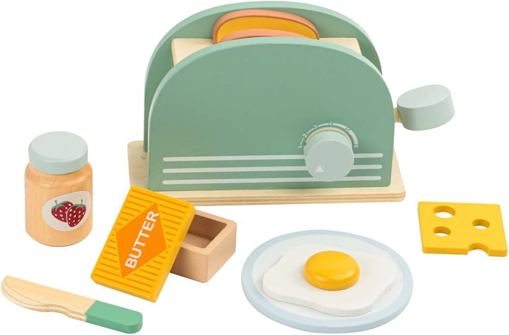 Wooden Kitchen Toy Play Set, Kitchen Toys for Toddlers, Montessori Play Kitchen Accessories Woode... | Amazon (US)