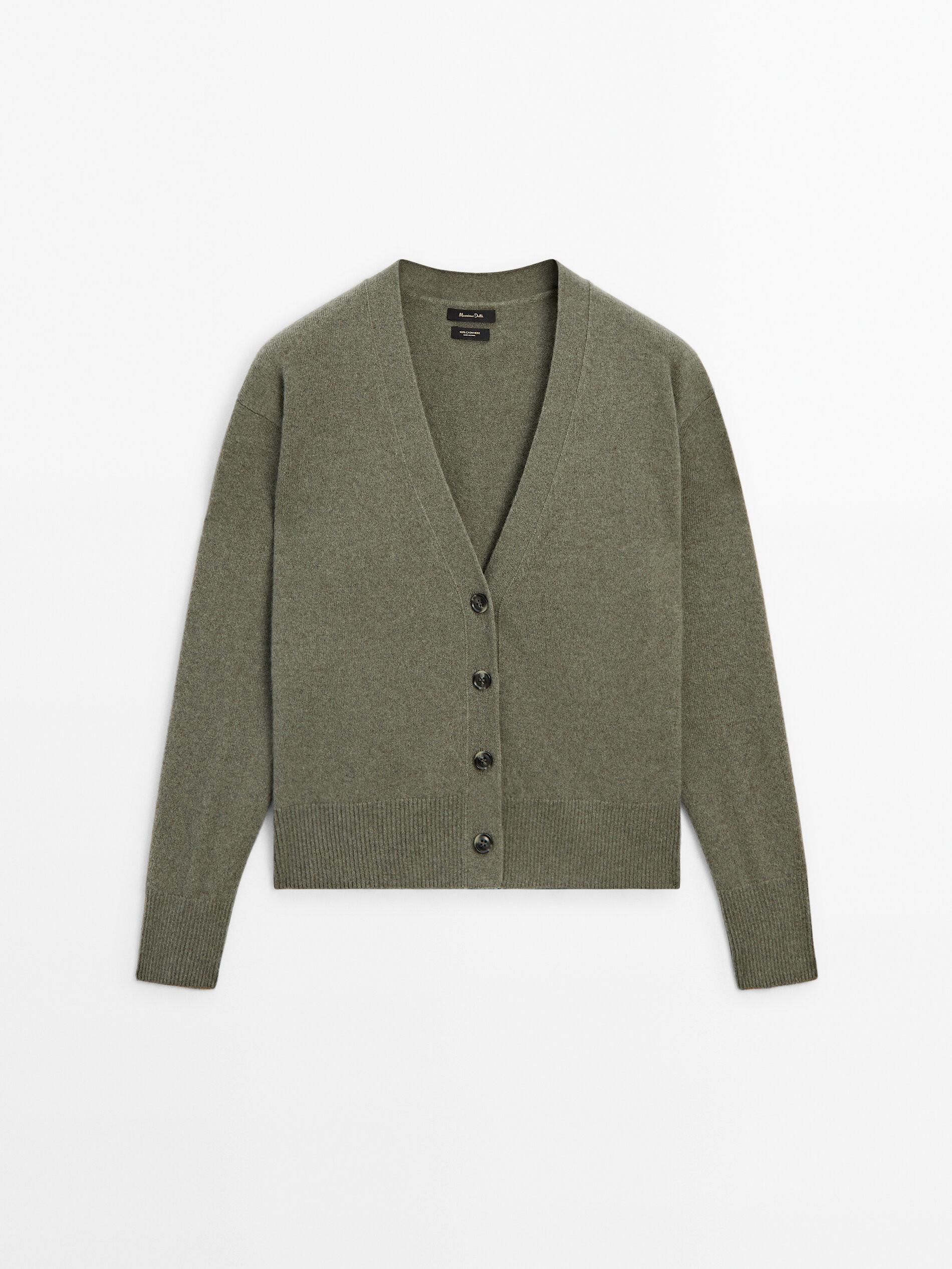 Knit cashmere V-neck cardigan | Massimo Dutti US