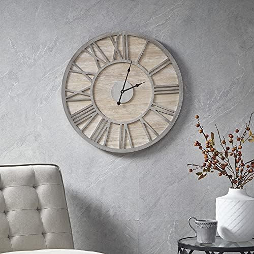 Madison Park Mason Farmhouse Wall Clock 23.6 Inch for Living Room, Wood/Metal Décor Office Decor... | Amazon (US)