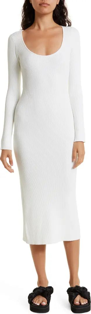 Ganni Ribbed Mélange Knit Long Sleeve Midi Dress | Nordstrom | Nordstrom