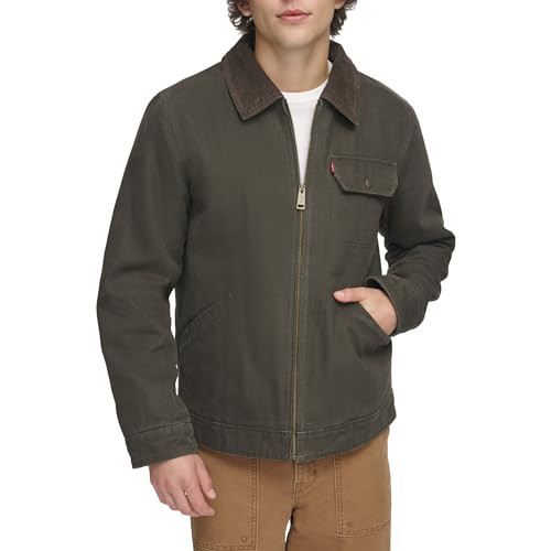 Levi's Men's Cotton Field Jacket With Corduroy Collar, Olive, Medium | Amazon (US)