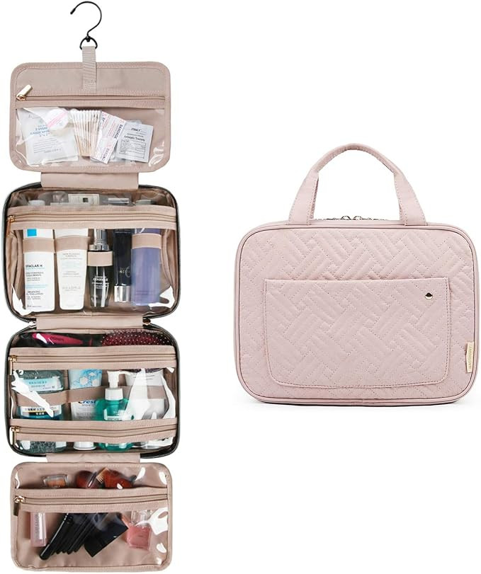 BAGSMART Toiletry Bag Travel Bag with Hanging Hook, Water-resistant Makeup Cosmetic Bag Travel Or... | Amazon (US)