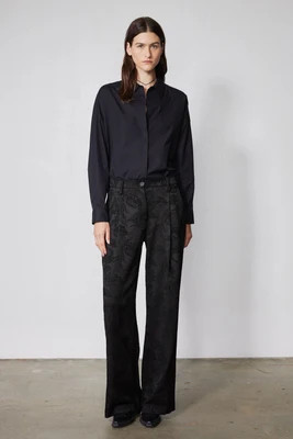 Wide Leg Pleat Jacquard Pants | Ruti