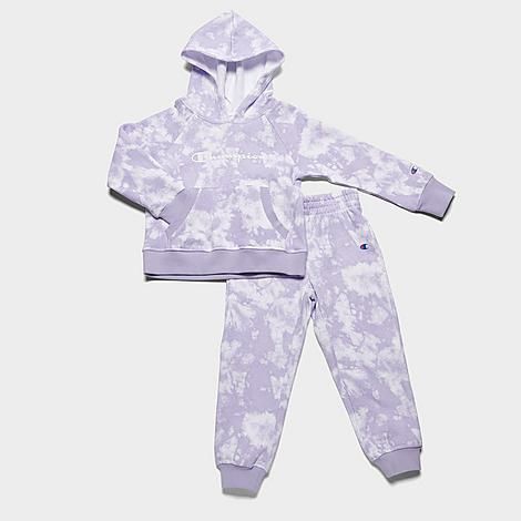 Champion Girls' Toddler Tie-Dye Allover Print Hoodie and Jogger Pants Set in Purple/Light Purple Siz | Finish Line (US)