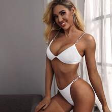 Chain Strap Thong Bikini Swimsuit | SHEIN