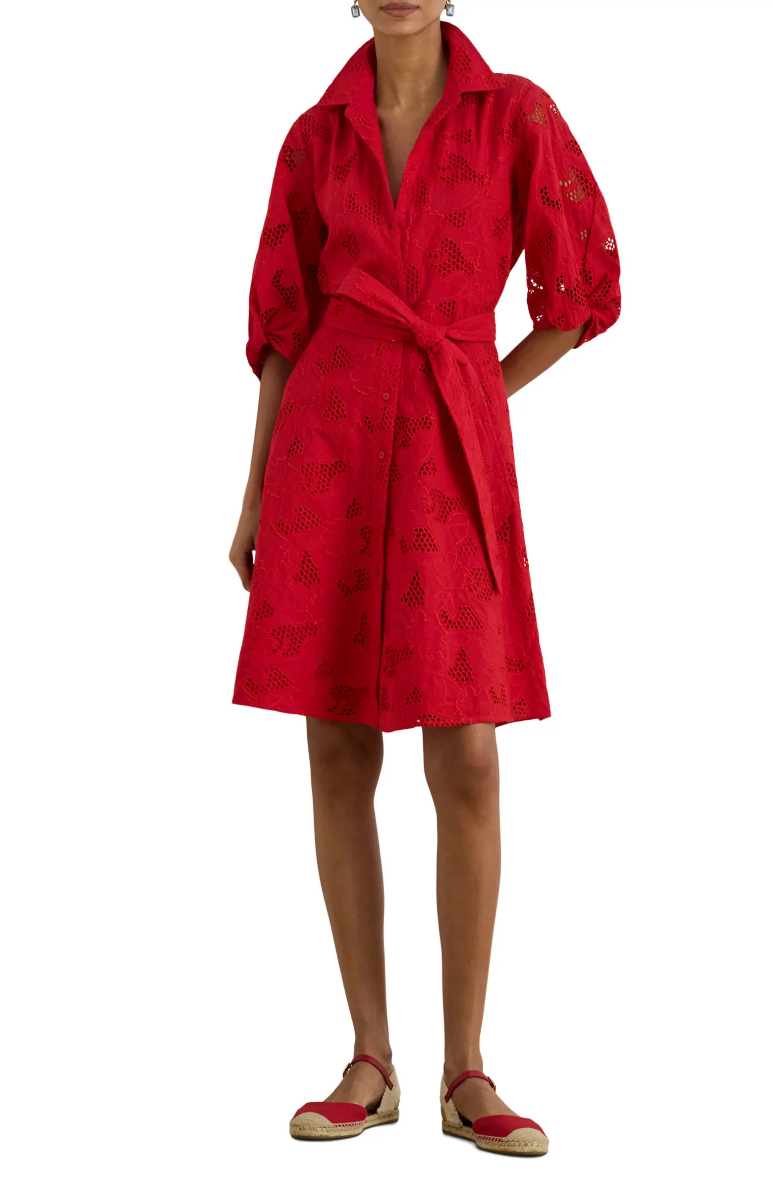 Eyelet Cotton Voile Shirtdress | Nordstrom