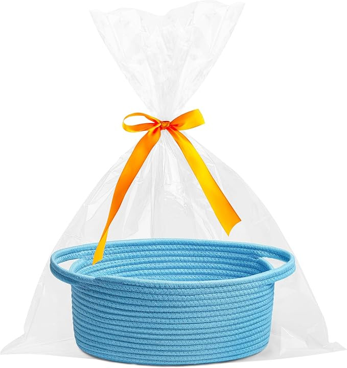 Pro Goleem Small Woven Basket with Gift Bags and Ribbons Durable Baskets for Gifts Empty Small Ro... | Amazon (US)