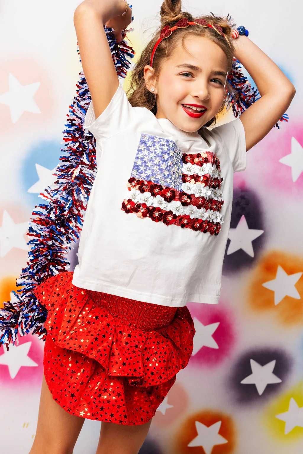 Kids White American Flag Tee | Queen of Sparkles