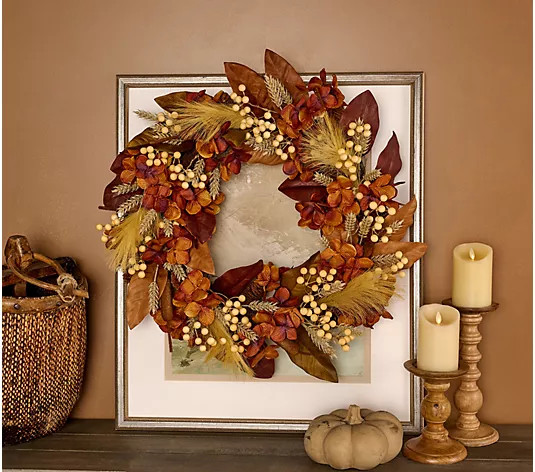 Cozy Cottage by Liz Marie Magnolia Wreath - QVC.com | QVC