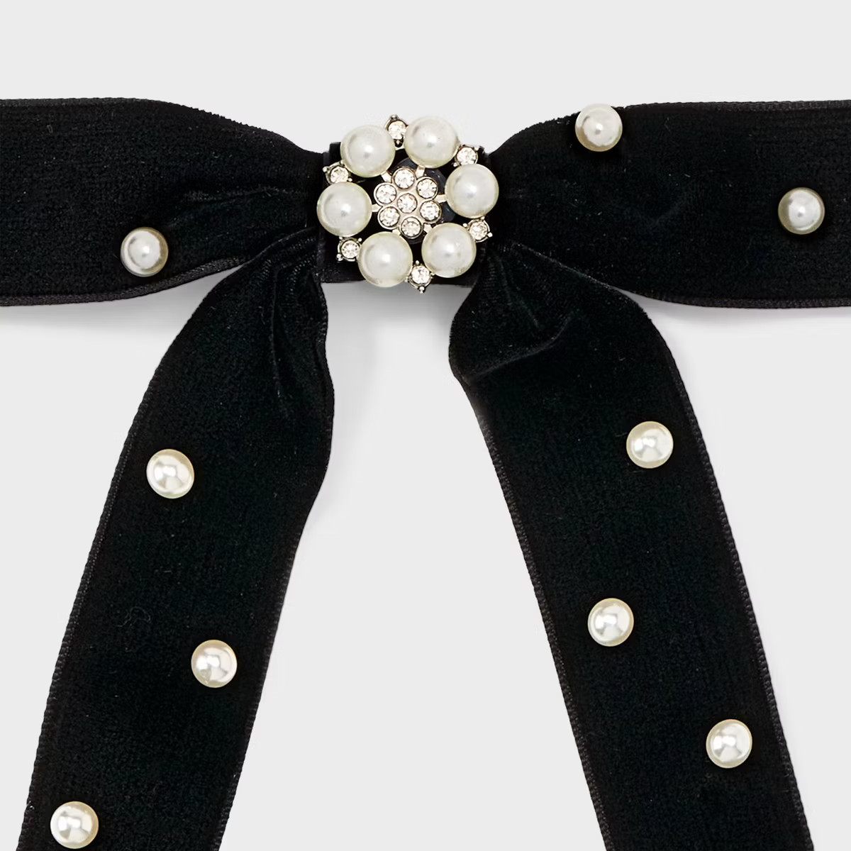 Velvet Pearl Bow Hair Barrette - A New Day™ Black | Target