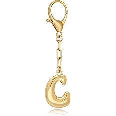 WOWORAMA Initial Letter Keychain for Women Chunky Gold Bubble Letter Bag Charm Purse Charm Person... | Amazon (US)
