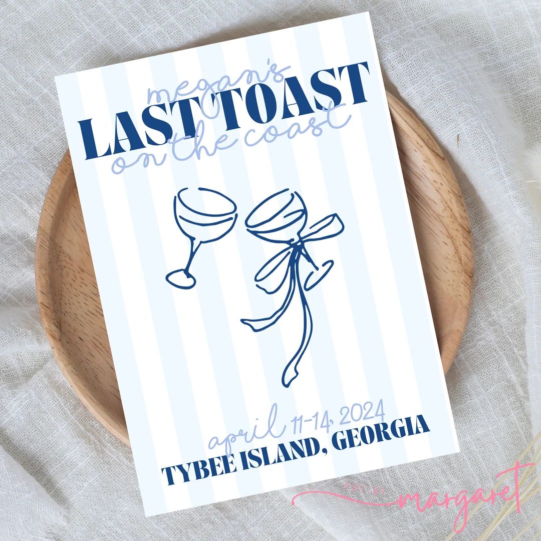 Last Toast on the Coast Bachelorette Invitation Editable Template | Beach Bachelorette | Coastal ... | Etsy (US)