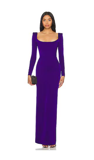 Satin Scoop Neck Maxi Dress in Deep Violet | Purple Wedding Guest Dress | Revolve Clothing (Global)