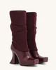 Reyna Square Toe Platform Knit Boots - Claret Red | JW PEI US