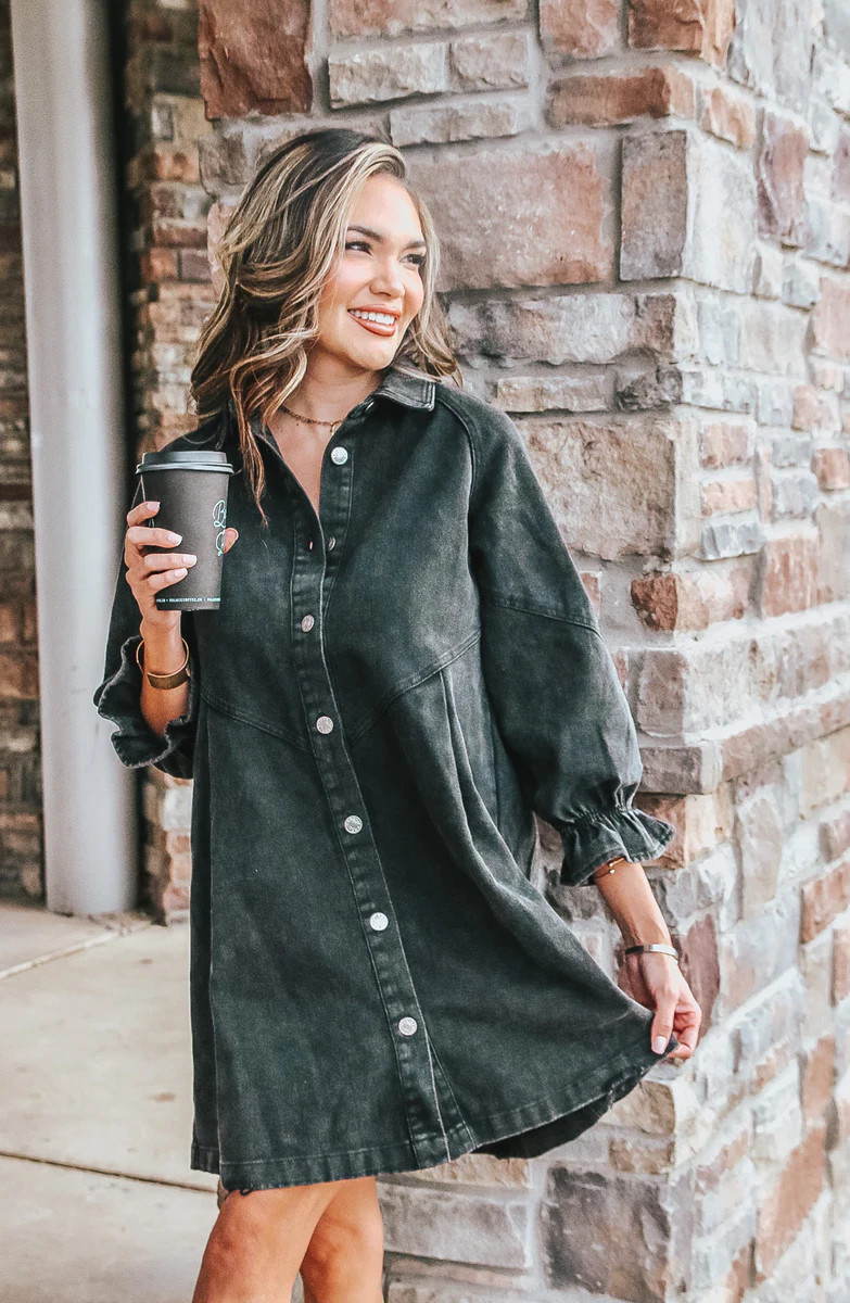 PRE-ORDER: The Eloise Black Denim Dress | Apricot Lane Boutique