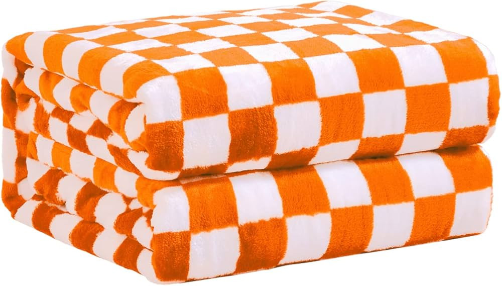 FY FIBER HOUSE Checkered Flannel Fleece Throw Blanket Queen Size Soft Cozy Checkerboard Grid Prin... | Amazon (US)